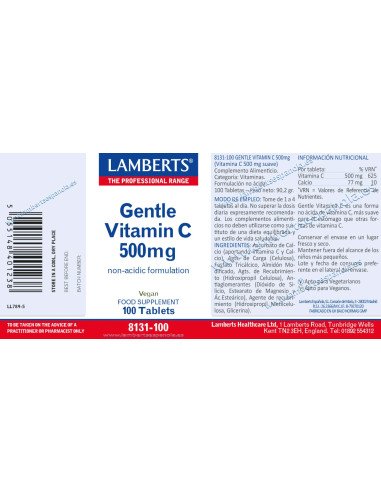 GENTLE VITAMINA C (no ácida) 500 mg - 100 comp