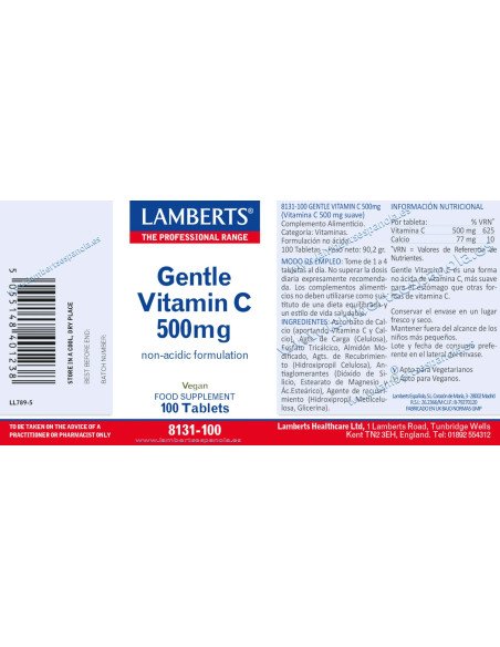 GENTLE VITAMINA C (no ácida) 500 mg - 100 comp