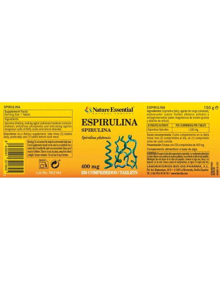 ESPIRULINA 400 mg - 250 comp
