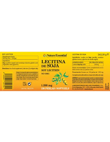 LECITINA DE SOJA 1200 mg - 150 perlas
