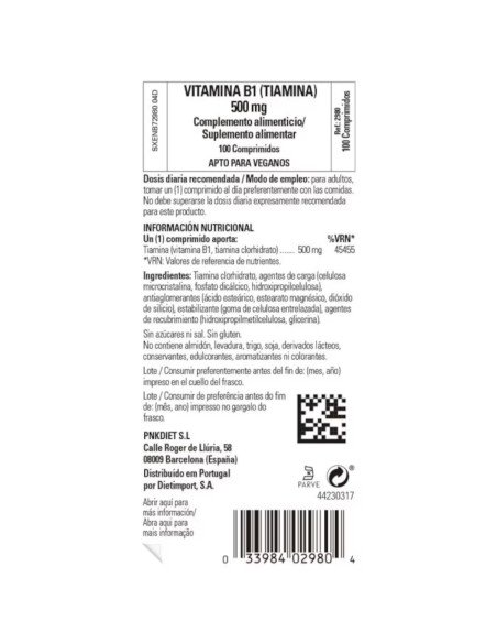 VITAMINA B1 500 mg - 100 comp