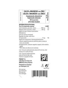 CALCIO MAGNESIO + ZINC - 100 comp 2