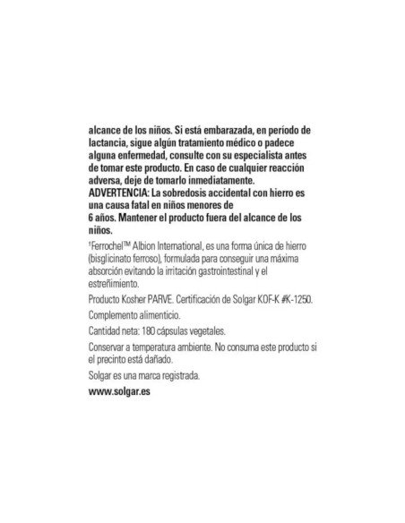 HIERRO GENTLE 20 mg - 180 caps