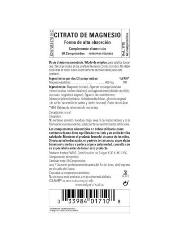 CITRATO DE MAGNESIO - 60 comp