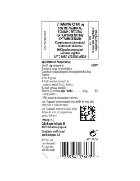 VITAMINA K2 100 mcg - 50 vcaps