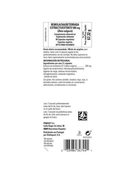 REMOLACHA 500 mg - 90 caps