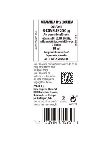 VITAMINA B12 LIQUIDA con B-COMPLEX 2000 mcg -...