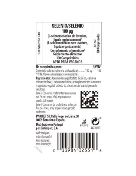 SELENIO (Sin Levadura) - 100 comp