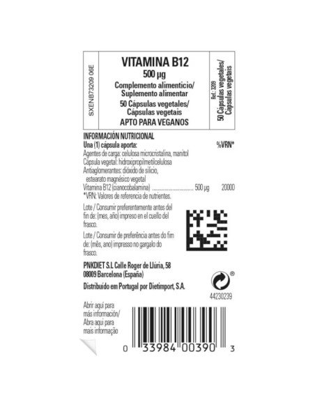 VITamina B12 500 mcg - 50 caps