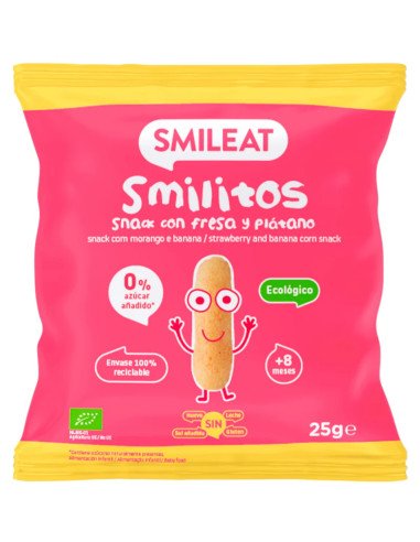 SMILITOS GUSANITOS DE FRESA Y PLATANO ECOLOGICOS +8 MESES 25 g