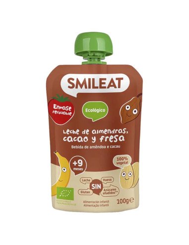 POUCH DE LECHE DE ALMENDRAS, CACAO Y FRESAS ECOLOGICO +9 MESES 100 g