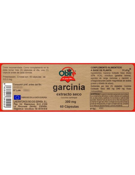 GARCINIA GAMBOGIA (EXT SECO) 300 mg - 60 caps
