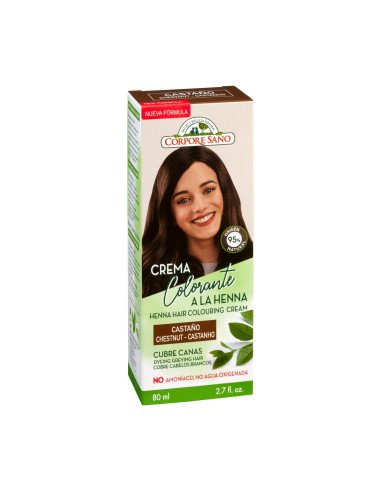 CREMA COLORANTE A LA HENNA CASTAÑO 80 ml