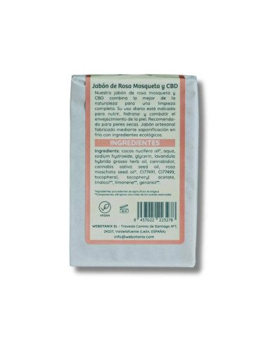 JABON SOLIDO ROSA MOSQUETA & CBD BIO - 100 g