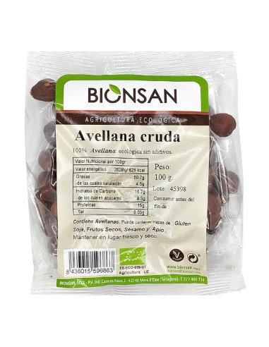 AVELLANA CRUDA ECOLOGICA - 100 g