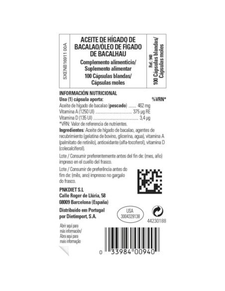 COD LIVER OIL (Aceite Higado de Bacalao) - 100 cápsulas blandas COD LIVER OIL (Aceite Higado de Bacalao) - 100 cápsulas blandas