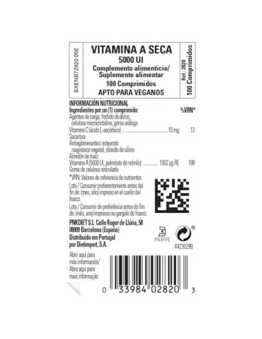 VITAMINA A SECA 5000 UI - 100 comp