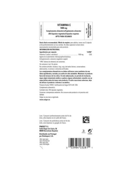 VITAMINA C 1000 mg - 250 caps