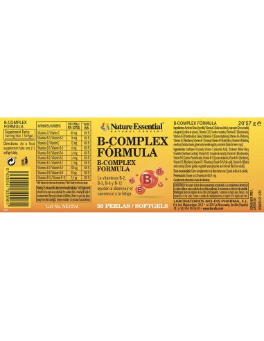 B-COMPLEX FORMULA 500 mg - 30 perlas